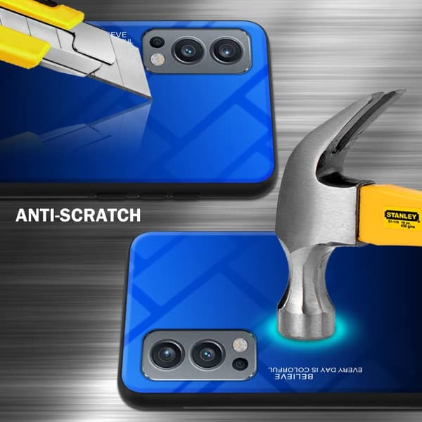 OnePlus Nord 2 5G Skal Fodral i två färger av TPU-silikon och baksida av härdat glas Case Cover Mobilskydd
