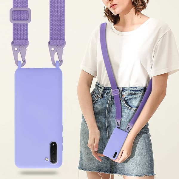 Deksel med Kedja for Samsung Galaxy NOTE 10 Silikonbeskyttelsesetui med lengdejusterbar ledningsstropp