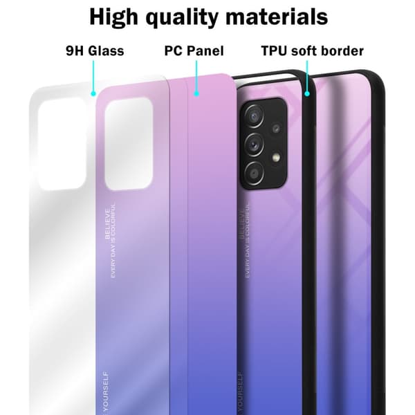 Deksel til Samsung Galaxy A52 (4G / 5G) / A52s Silikondeksel av TPU-silikon og bakside av herdet glass