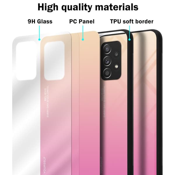 Deksel til Samsung Galaxy A52 (4G / 5G) / A52s Silikondeksel av TPU-silikon og bakside av herdet glass