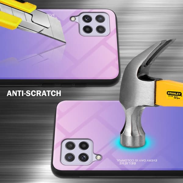 Samsung Galaxy A22 4G / M22 / M32 4G Skal Fodral i två färger av TPU-silikon och baksida av härdat glas Case Cover Mobilskydd
