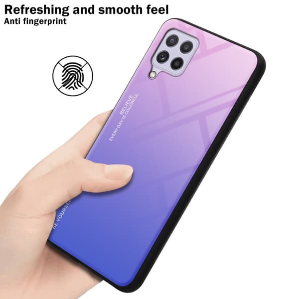 Samsung Galaxy A22 4G / M22 / M32 4G Skal Fodral i två färger av TPU-silikon och baksida av härdat glas Case Cover Mobilskydd