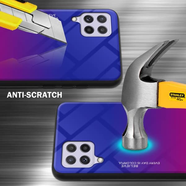 Samsung Galaxy A22 4G / M22 / M32 4G Skal Fodral i två färger av TPU-silikon och baksida av härdat glas Case Cover Mobilskydd