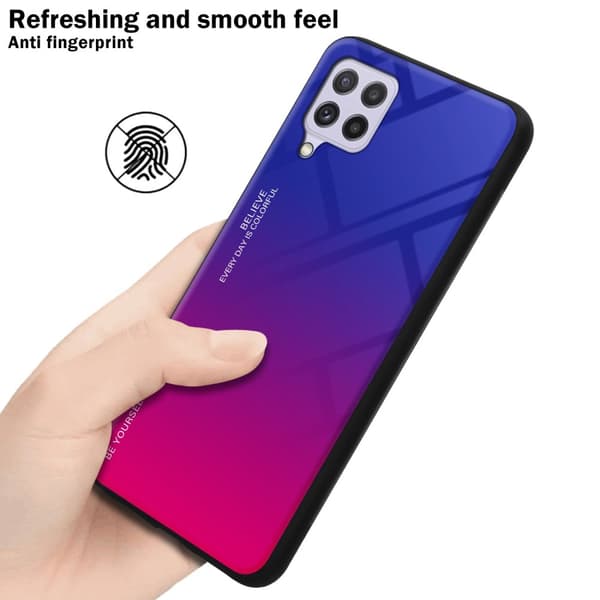 Samsung Galaxy A22 4G / M22 / M32 4G Skal Fodral i två färger av TPU-silikon och baksida av härdat glas Case Cover Mobilskydd