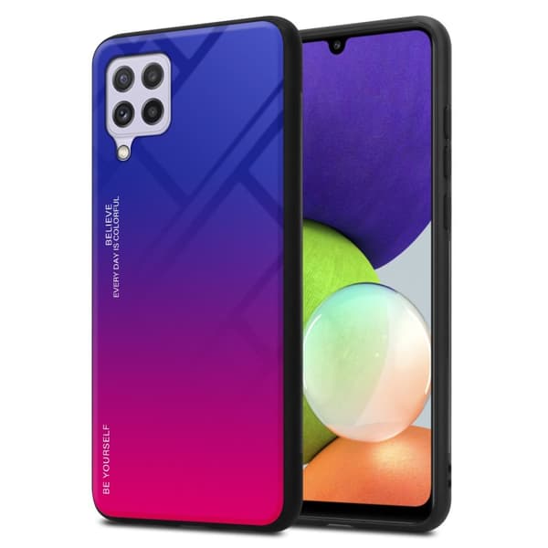 Samsung Galaxy A22 4G / M22 / M32 4G Skal Fodral i två färger av TPU-silikon och baksida av härdat glas Case Cover Mobilskydd