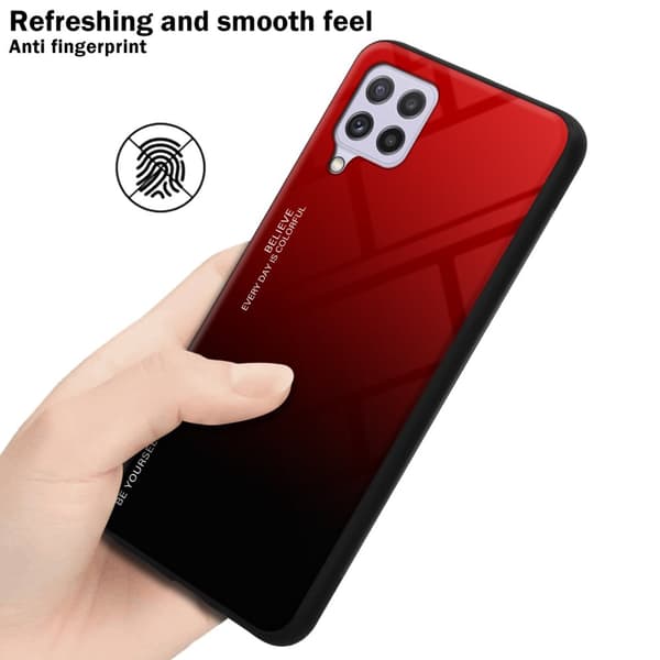 Samsung Galaxy A22 4G / M22 / M32 4G Skal Fodral i två färger av TPU-silikon och baksida av härdat glas Case Cover Mobilskydd