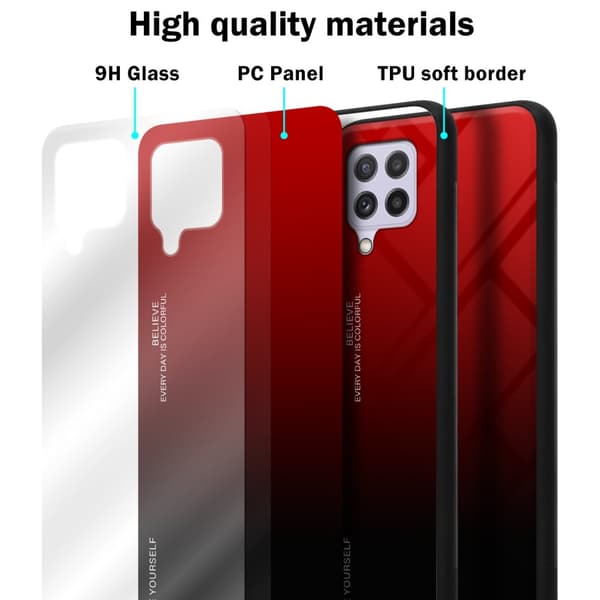 Samsung Galaxy A22 4G / M22 / M32 4G Skal Fodral i två färger av TPU-silikon och baksida av härdat glas Case Cover Mobilskydd