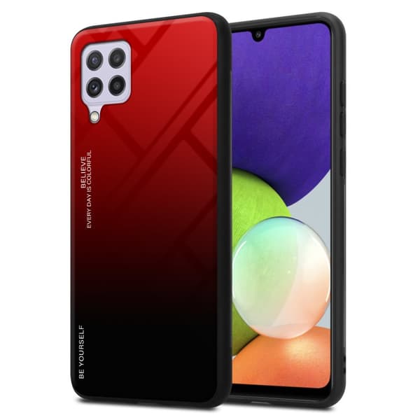Samsung Galaxy A22 4G / M22 / M32 4G Skal Fodral i två färger av TPU-silikon och baksida av härdat glas Case Cover Mobilskydd