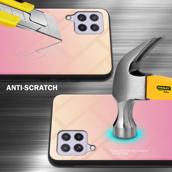 Samsung Galaxy A22 4G / M22 / M32 4G Skal Fodral i två färger av TPU-silikon och baksida av härdat glas Case Cover Mobilskydd
