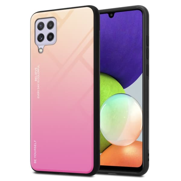 Samsung Galaxy A22 4G / M22 / M32 4G Skal Fodral i två färger av TPU-silikon och baksida av härdat glas Case Cover Mobilskydd