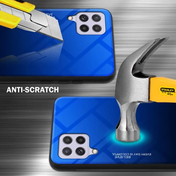 Samsung Galaxy A22 4G / M22 / M32 4G Skal Fodral i två färger av TPU-silikon och baksida av härdat glas Case Cover Mobilskydd