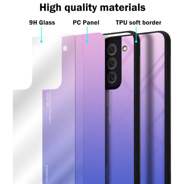 Deksel til Samsung Galaxy S22 Silikondeksel av TPU-silikon og bakside av herdet glass