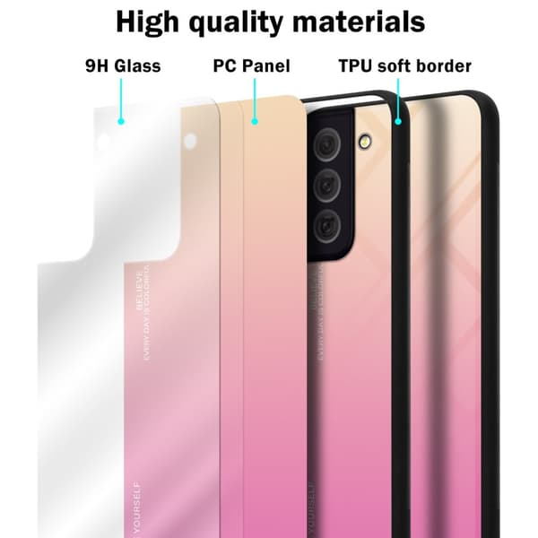 Deksel til Samsung Galaxy S22 Silikondeksel av TPU-silikon og bakside av herdet glass