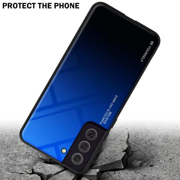 Deksel til Samsung Galaxy S22 Silikondeksel av TPU-silikon og bakside av herdet glass