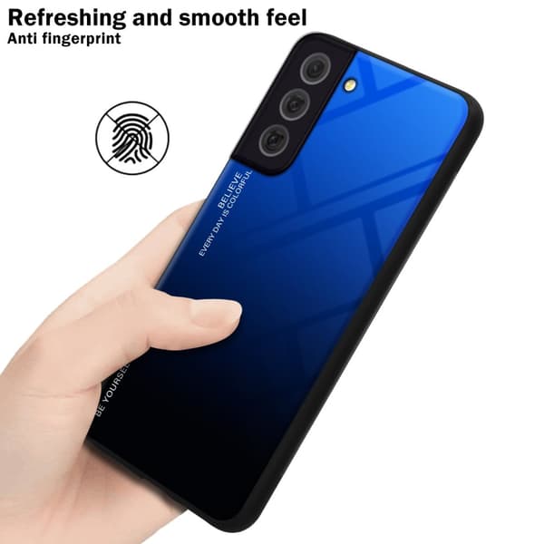 Deksel til Samsung Galaxy S22 Silikondeksel av TPU-silikon og bakside av herdet glass