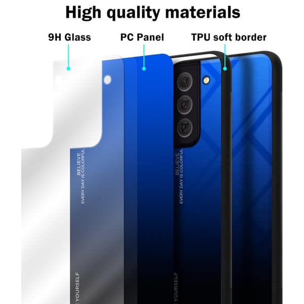 Deksel til Samsung Galaxy S22 Silikondeksel av TPU-silikon og bakside av herdet glass