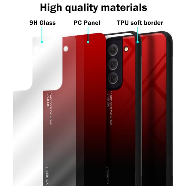 Deksel til Samsung Galaxy S22 Silikondeksel av TPU-silikon og bakside av herdet glass