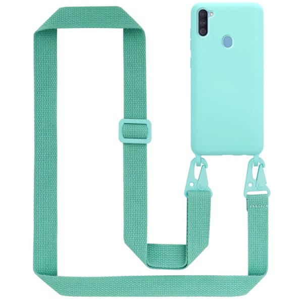 Deksel med Kedja for Samsung Galaxy A11 / M11 Silikonbeskyttelsesetui med lengdejusterbar ledningsstropp