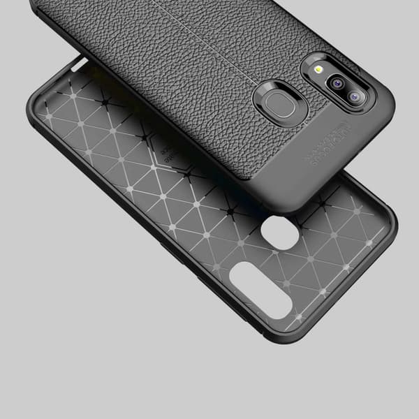 Samsung Galaxy A10e / A20e Skal Fodral Mobilskydd av flexibelt TPU-silikon med ädel läderimitation