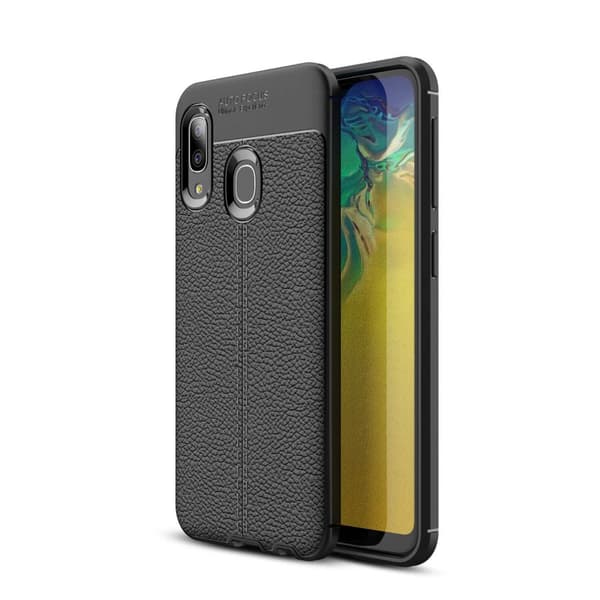 Samsung Galaxy A10e / A20e Skal Fodral Mobilskydd av flexibelt TPU-silikon med ädel läderimitation