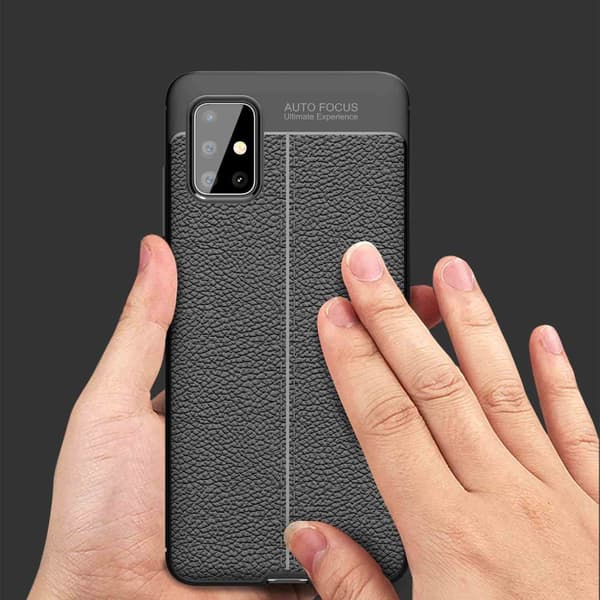 Deksel til Samsung Galaxy A51 4G / M40s Beskyttelsesdeksel laget av TPU-silikon med påføring av edelt skinnimitasjon