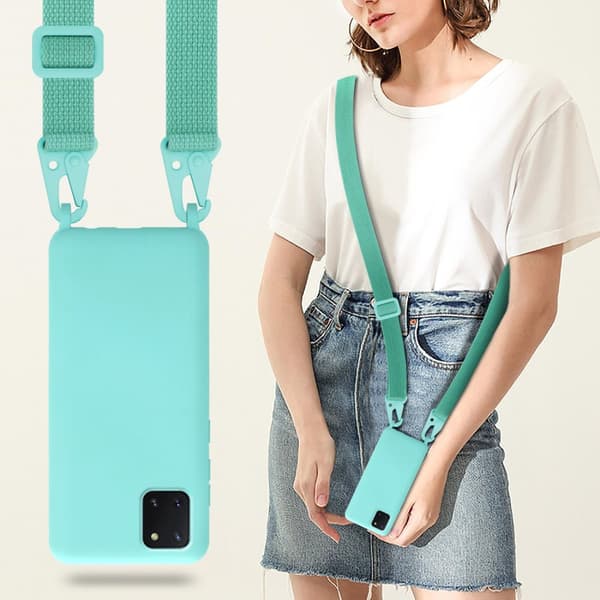 Deksel med Kedja for Samsung Galaxy A81 / NOTE 10 LITE / M60s Silikonbeskyttelsesetui med lengdejusterbar ledningsstropp