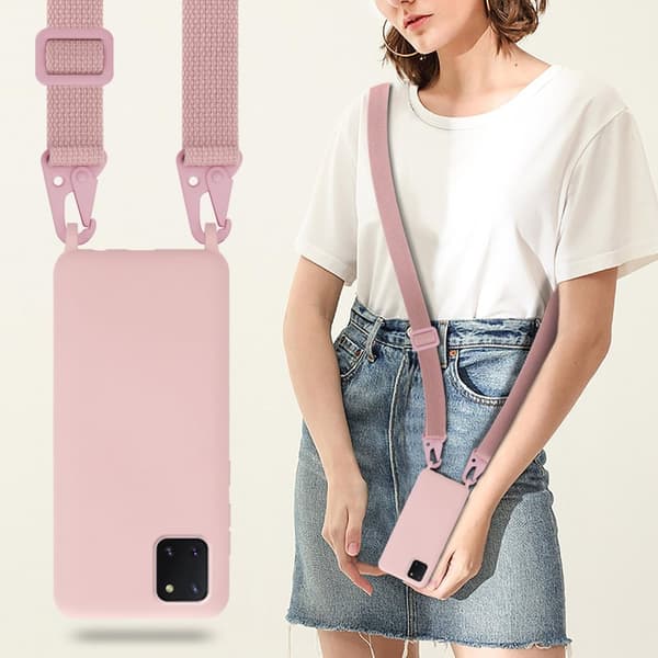 Deksel med Kedja for Samsung Galaxy A81 / NOTE 10 LITE / M60s Silikonbeskyttelsesetui med lengdejusterbar ledningsstropp