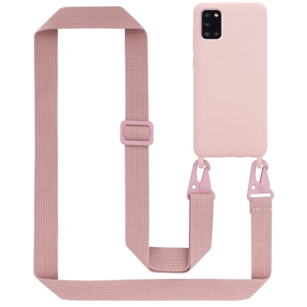Deksel med Kedja for Samsung Galaxy A31 Silikonbeskyttelsesetui med lengdejusterbar ledningsstropp