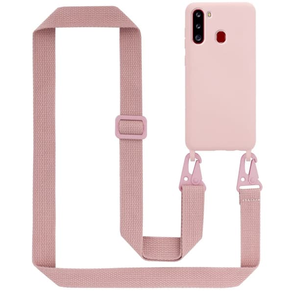Deksel med Kedja for Samsung Galaxy A21 Silikonbeskyttelsesetui med lengdejusterbar ledningsstropp