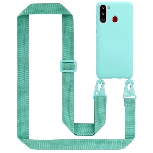 Deksel med Kedja for Samsung Galaxy A21 Silikonbeskyttelsesetui med lengdejusterbar ledningsstropp