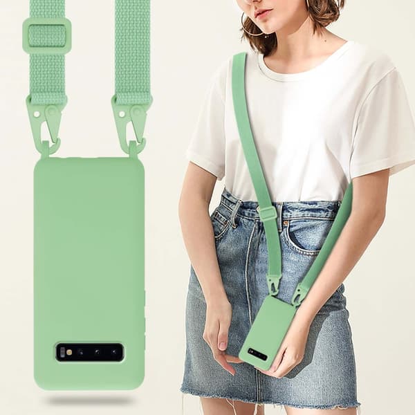 Mobiltelefonkedja för Samsung Galaxy S10 PLUS Fodral Skal Skyddsfodral Skyddande silikonhölje med längdjusterbart band