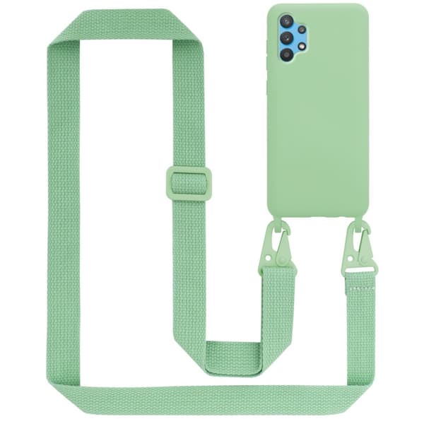 Deksel med Kedja for Samsung Galaxy A32 4G Silikonbeskyttelsesetui med lengdejusterbar ledningsstropp