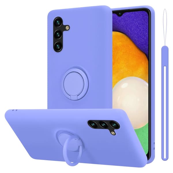 Samsung Galaxy A13 5G Suojakotelo Suojakuori joustavasta TPU-silikonista jossa on rengas LIQUID HELVETTI LILA