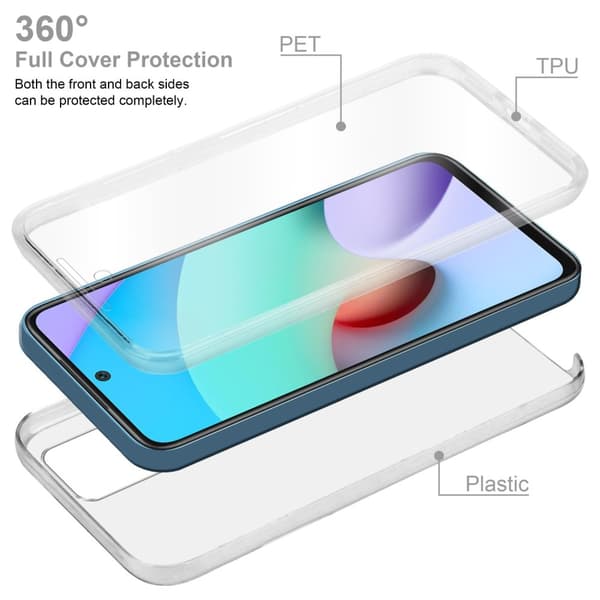 Xiaomi RedMi 10 Suojakuori Suojakotelo 360° ympäryssuojaus näytönsuojuksen kanssa
