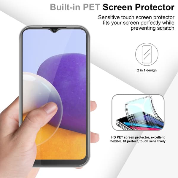 Samsung Galaxy A22 5G Fodral Skal 360° Helkroppsskydd Skal på fram och baksidan, skydd runt om med mobilskydd för displayen