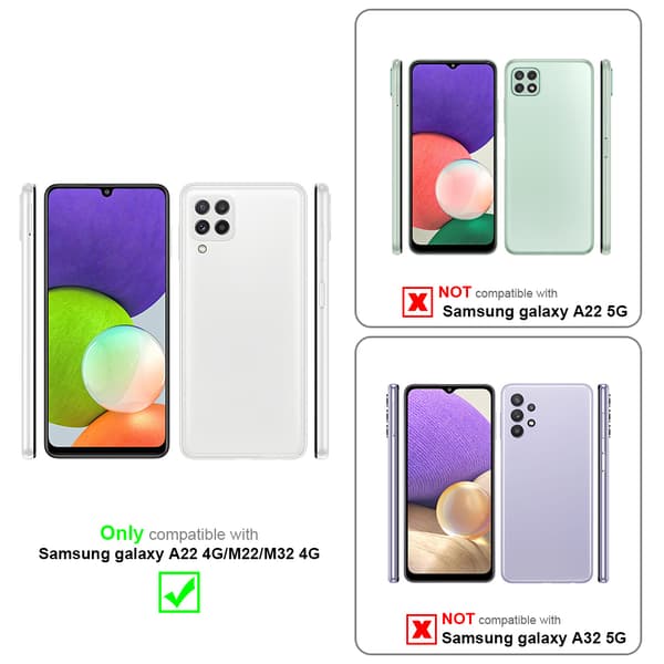 Deksel til Samsung Galaxy A22 4G / M22 / M32 4G Lommebokdeksel med magnetisk lukking, stativfunksjon og kortlomme