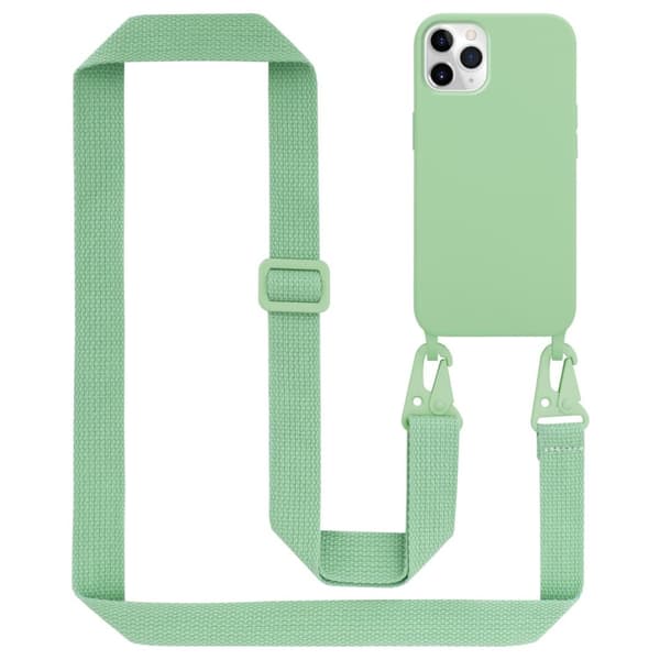 Deksel med Kedja for iPhone 11 PRO MAX Silikonbeskyttelsesetui med lengdejusterbar ledningsstropp