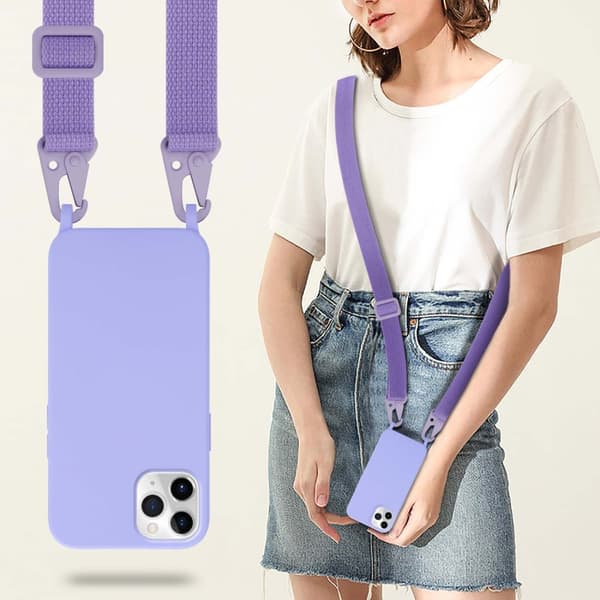 Deksel med Kedja for iPhone 11 PRO MAX Silikonbeskyttelsesetui med lengdejusterbar ledningsstropp