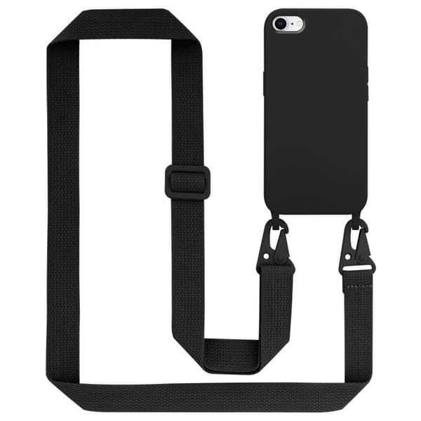 Mobiltelefonkedja för iPhone 7 / 7S / 8 / SE 2020 Fodral Skal Skyddsfodral Skyddande silikonhölje med längdjusterbart band LIQUID SVART