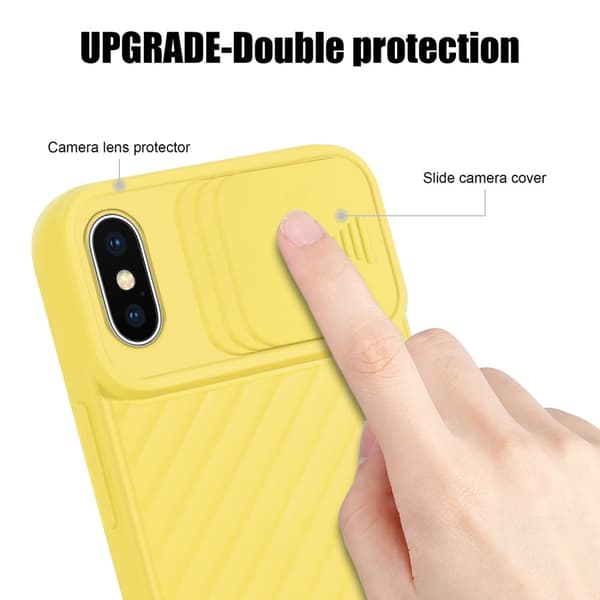 Deksel til iPhone X / XS Beskyttelsesdeksel av fleksibelt TPU-silikon og med kamerabeskyttelse