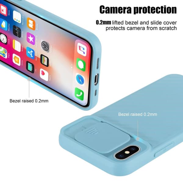 Deksel til iPhone X / XS Beskyttelsesdeksel av fleksibelt TPU-silikon og med kamerabeskyttelse