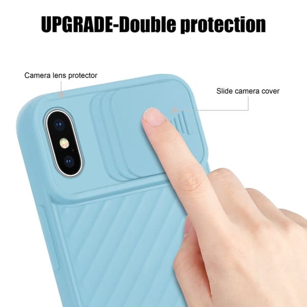 Deksel til iPhone X / XS Beskyttelsesdeksel av fleksibelt TPU-silikon og med kamerabeskyttelse