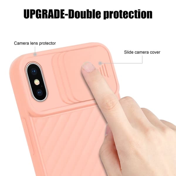 Deksel til iPhone X / XS Beskyttelsesdeksel av fleksibelt TPU-silikon og med kamerabeskyttelse