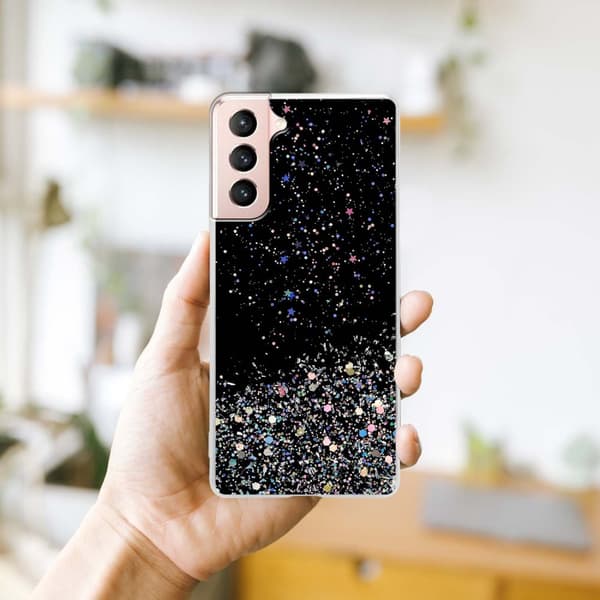 Deksel til Samsung Galaxy S21 5G med glitrende glitter