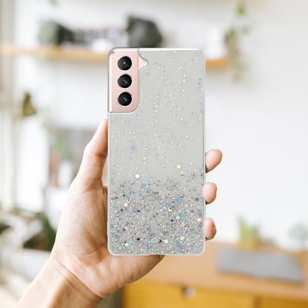 Deksel til Samsung Galaxy S21 5G med glitrende glitter