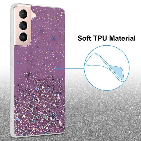 Deksel til Samsung Galaxy S21 5G med glitrende glitter