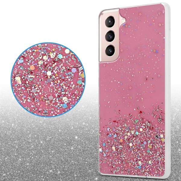 Deksel til Samsung Galaxy S21 5G med glitrende glitter