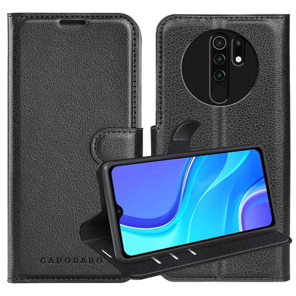 Deksel til Xiaomi RedMi 9 Lommebokdeksel med magnetisk lukking, stativfunksjon og kortlomme