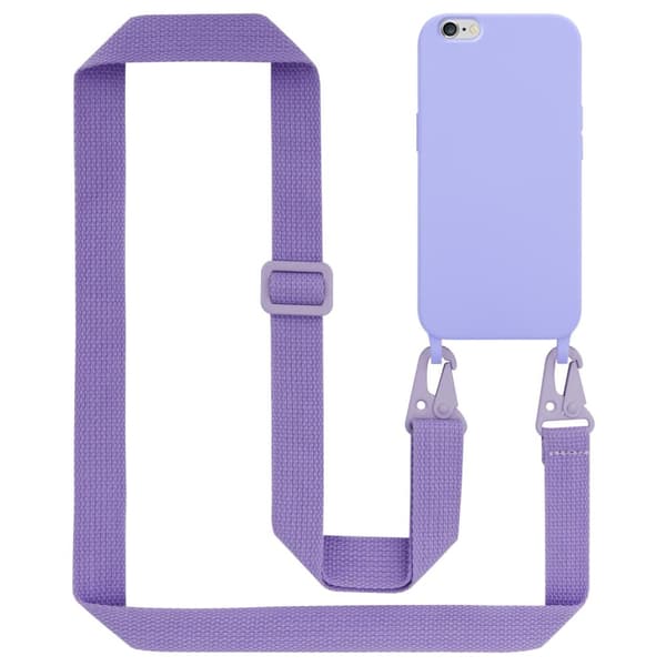 Deksel med Kedja for iPhone 6 / 6S Silikonbeskyttelsesetui med lengdejusterbar ledningsstropp LIQUID LYS LILLA