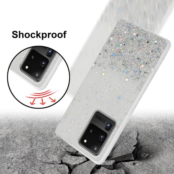 Samsung Galaxy S20 ULTRA Suojakuori Suojakotelo joustavasta TPU-silikonista jossa on kimaltelevaa glitteriä